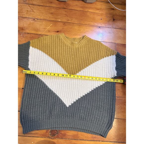 She + Sky Womens Chunky Knit Chevron Over Sized Sweater, One Size - Picture 5 of 6